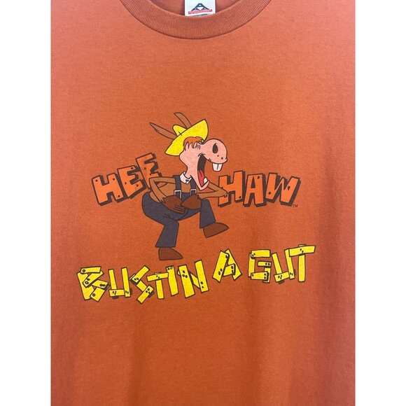 Vintage Alstyle Hee Haw Bustin A Gut Burnt Orange T Shirt Mens Size Medium - Picture 5 of 8